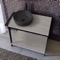 Console Sink Vanity With Matte Black Vessel Sink and Grey Oak Shelf, 35